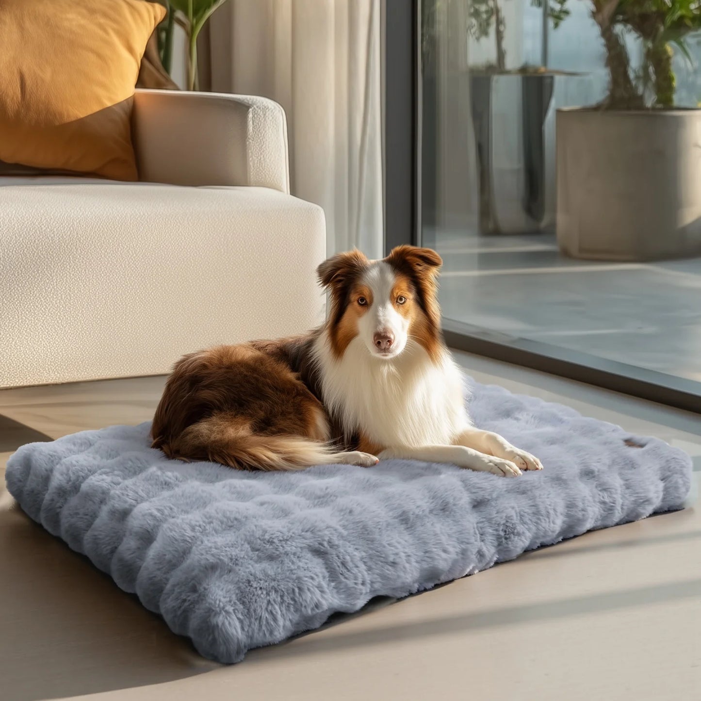 BINGOPAW Ultra-Soft Plush Dog Bed With Thick Foam Base Removable Cover