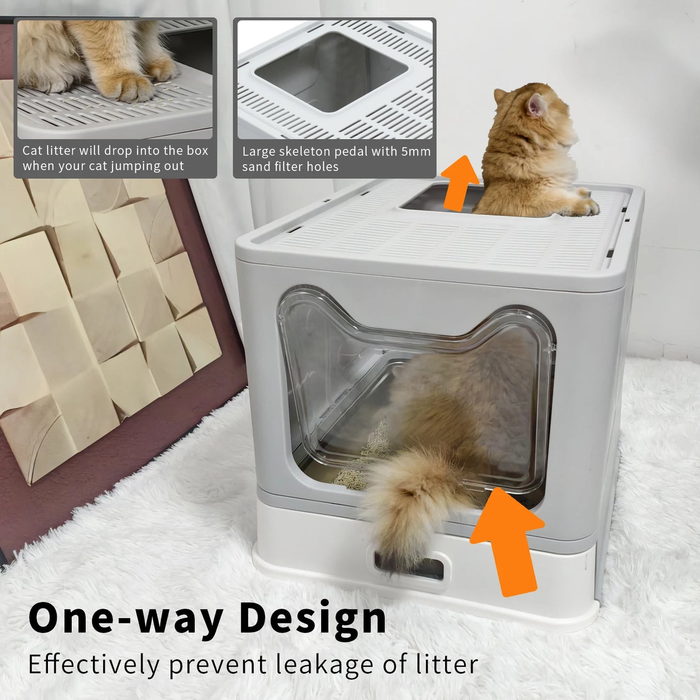 Cat Litter Box Front Entry Top Exit With Lid Kittens