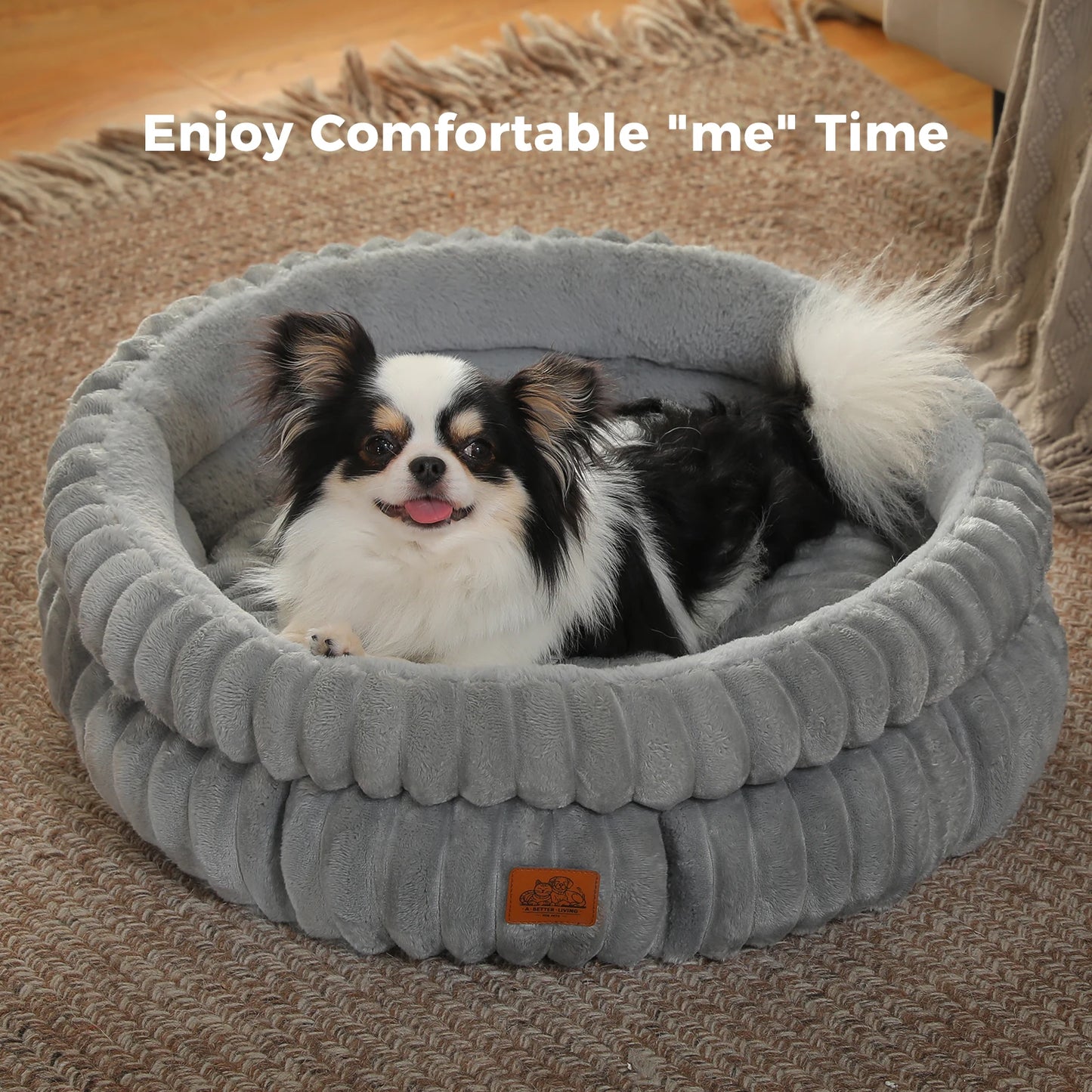 PAWZ Road Round Washable Pet Bed For Medium Dogs And Indoor Cats With Anti Slip Bottom All Season Comfort