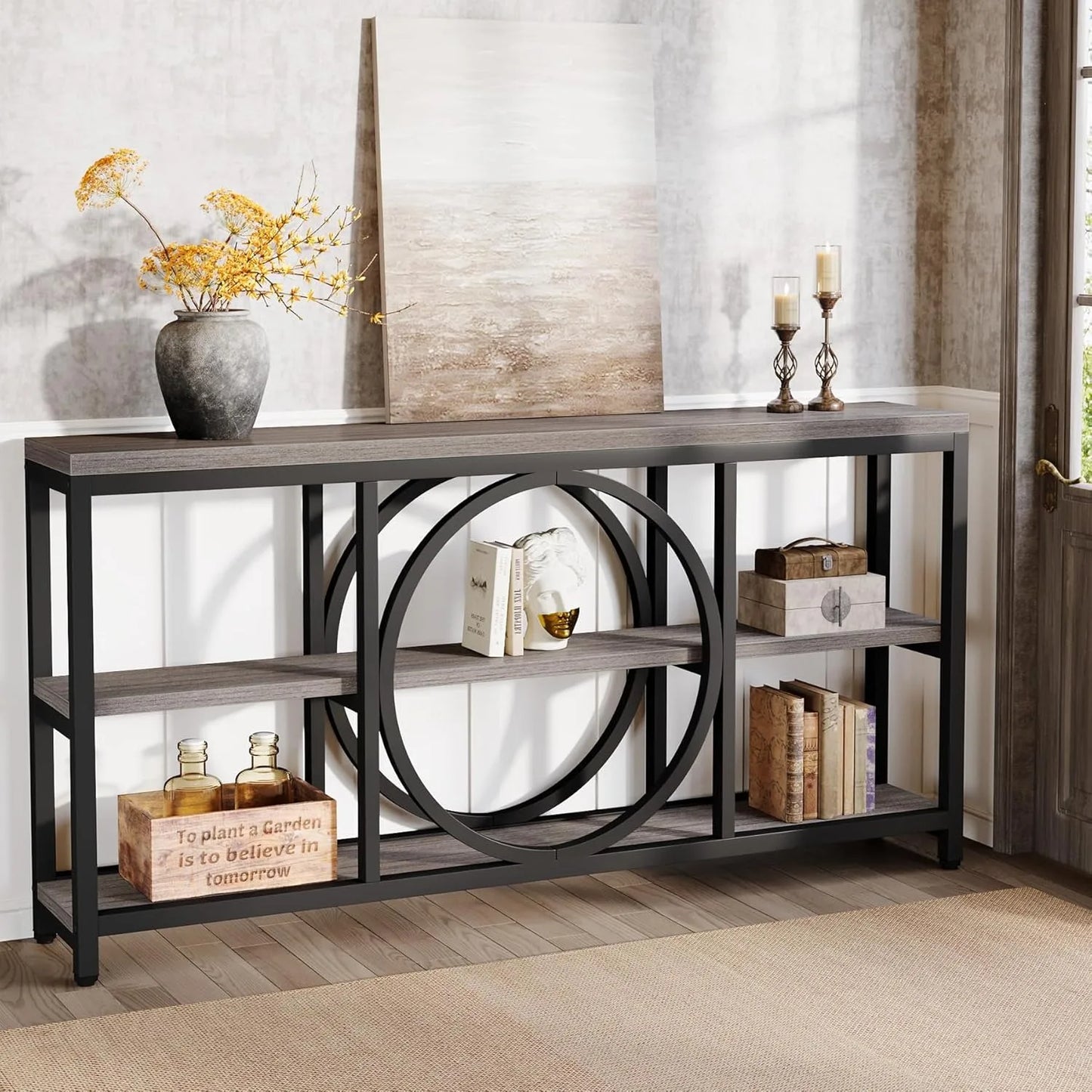 Little Tree Console Table With 3 Tier Wood Shelves