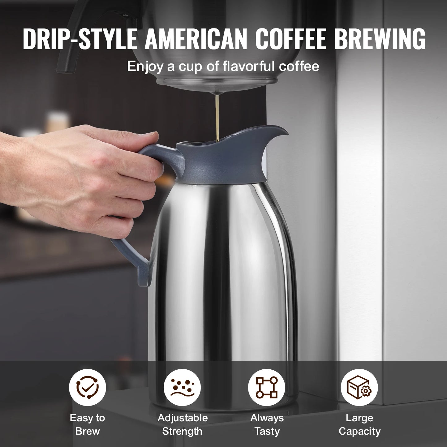 SucceBuy Commercial Drip Coffee Maker Stainless Steel Pour Over Brewer For Office And Cafe