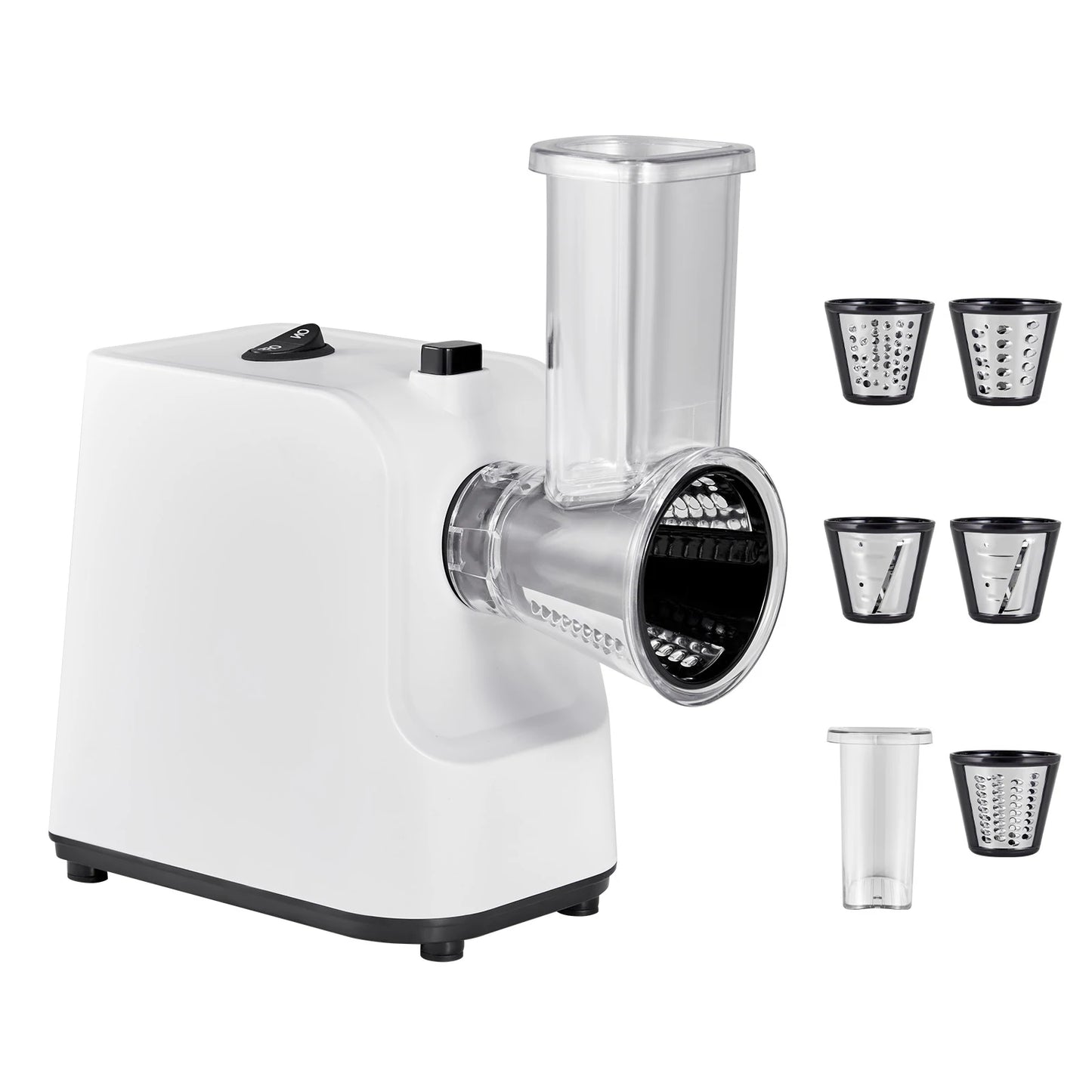 SucceBuy 200W Electric Cheese Grater Salad Shooter With 5 Attachments For Home Cooks Effortless Food Prep