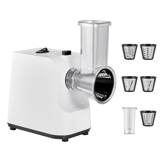 SucceBuy 200W Electric Cheese Grater Salad Shooter With 5 Attachments For Home Cooks Effortless Food Prep