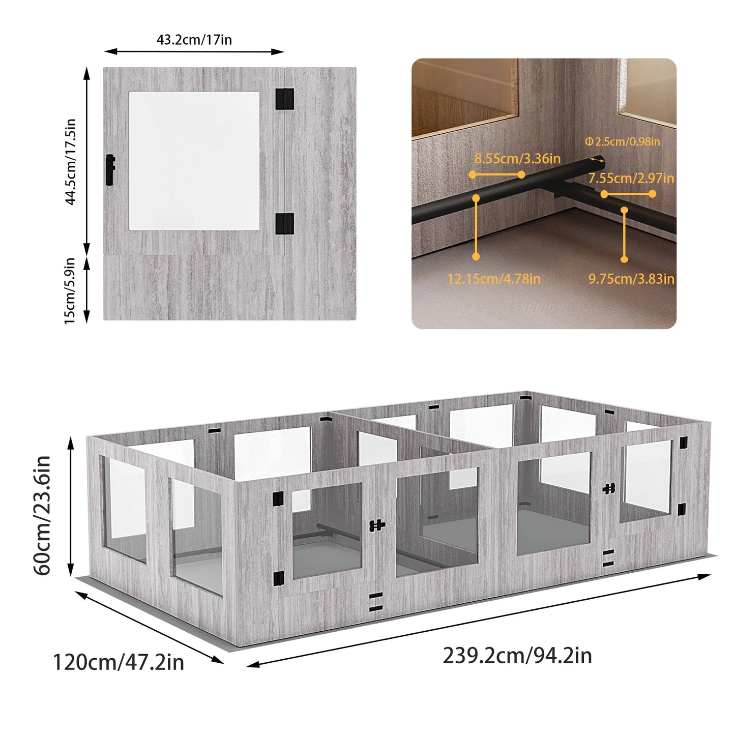 BINGOPAW 8 Panels Tempered Glass Dog Playpen For Indoor Pets