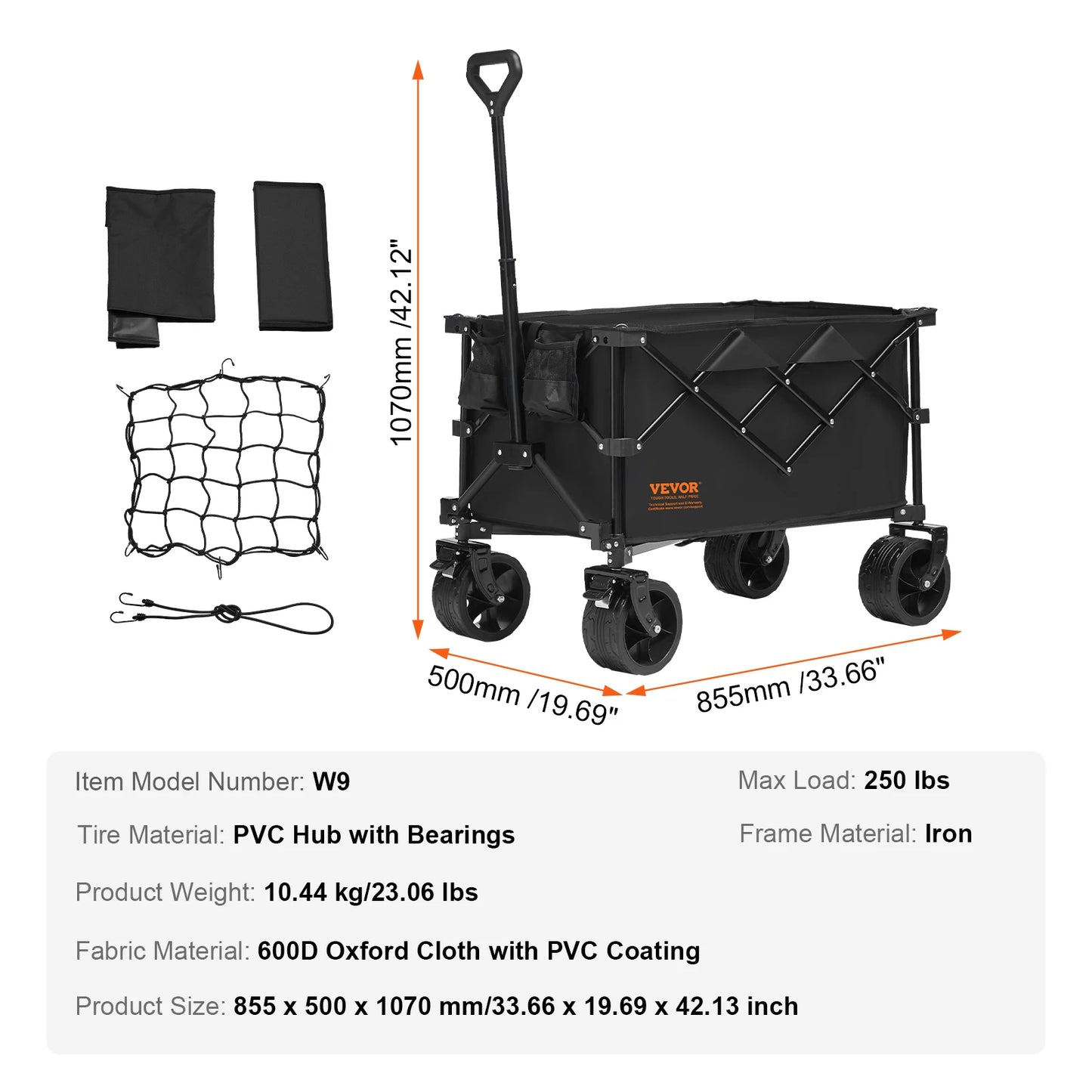 SucceBuy Collapsible Folding Wagon With All-Terrain Wheels And Drink Holder