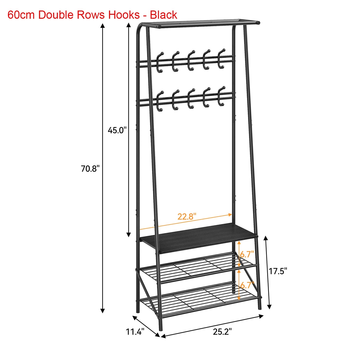 TWISTER.CK Coat Rack Shoe Bench 4-in-1 Hall Tree Entryway