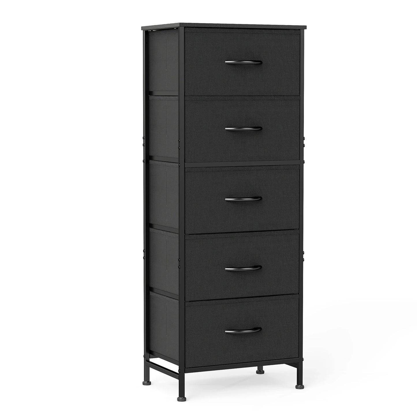 JHK Modern Dresser With 5 Fabric Drawers And Steel Frame