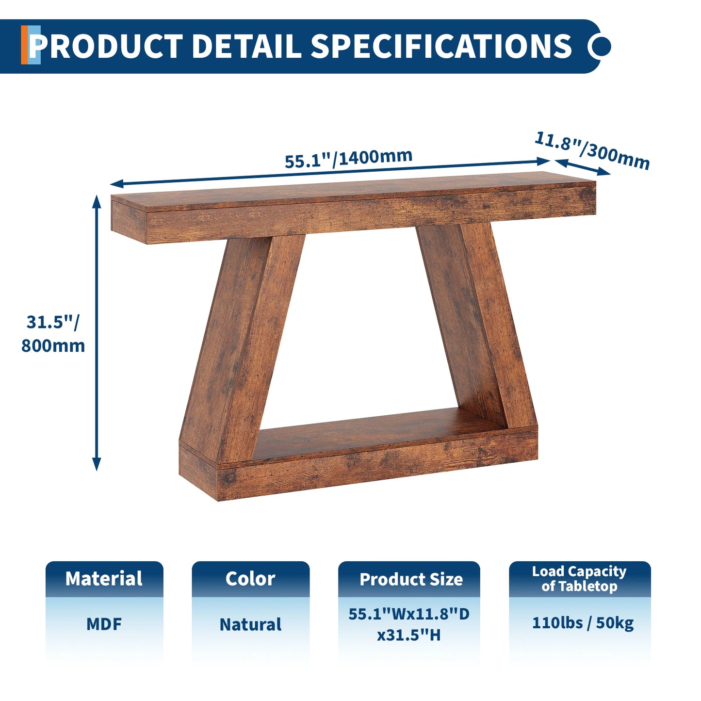 HiMISS Narrow Console Table 2 Tier Entryway Sofa Table