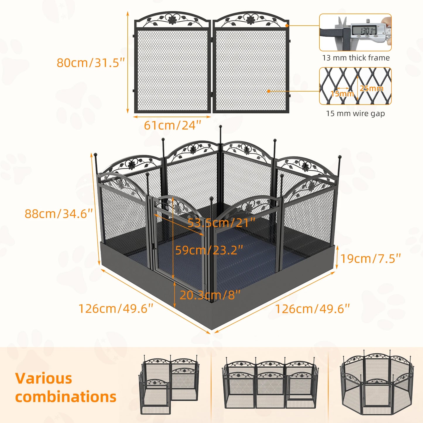 BINGOPAW Foldable Metal Dog Playpen With Gate And Mat