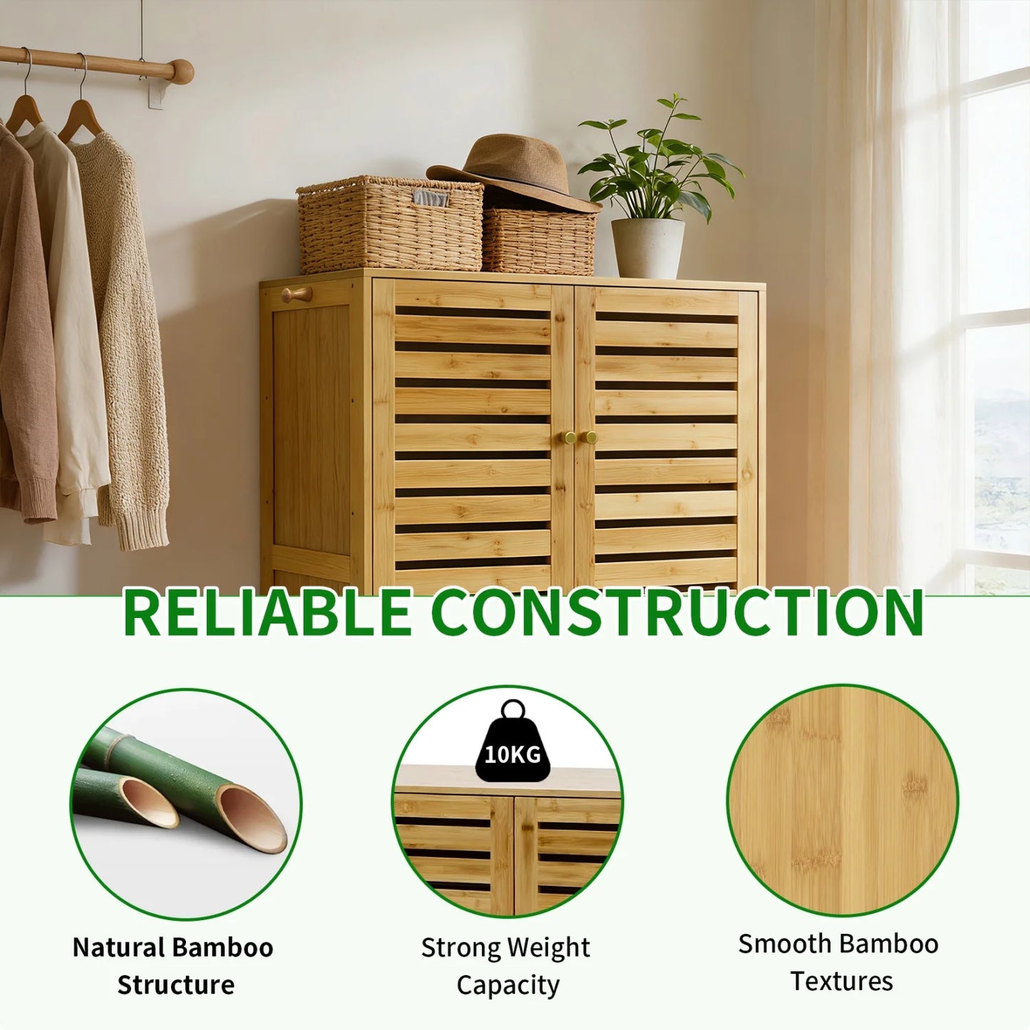 Bamboo Shoe Storage Cabinet Five Tier Organizer For Entryways Hallways