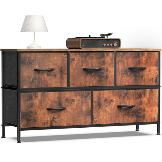 JHK Living Room Display Cabinet With Fabric Drawers