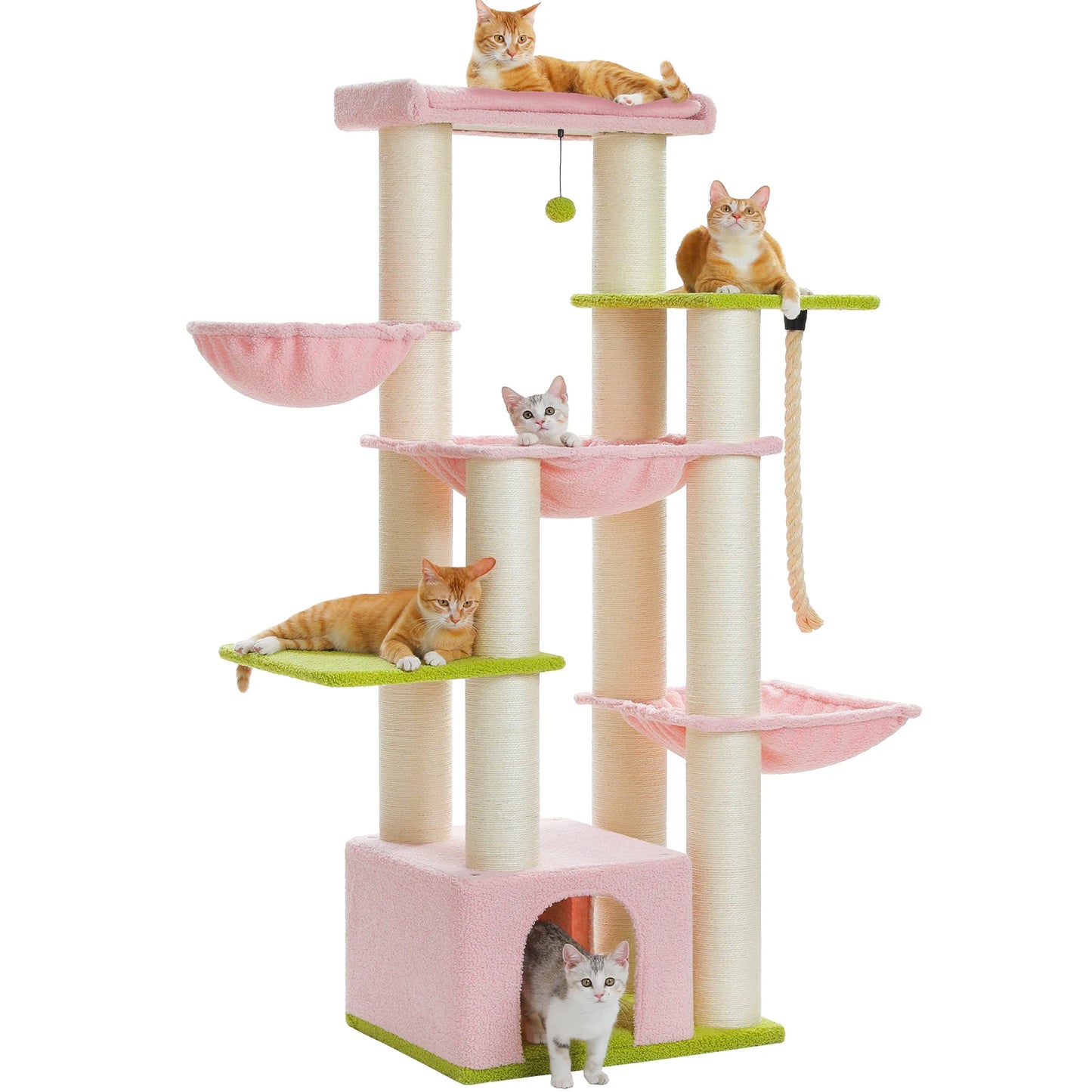 PAWZ Road Premium Large Cat Tree For Big Cats 170cm Tall Multi Level Cat House With Hammock And 11 Sisal Posts