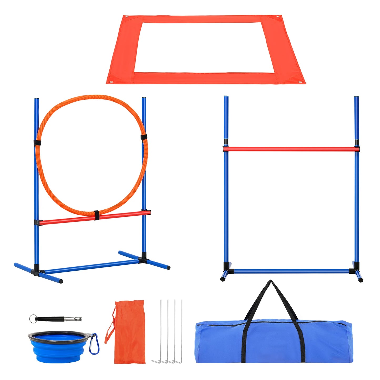SucceBuy Dog Agility Training Equipment Set With Adjustable Hurdles