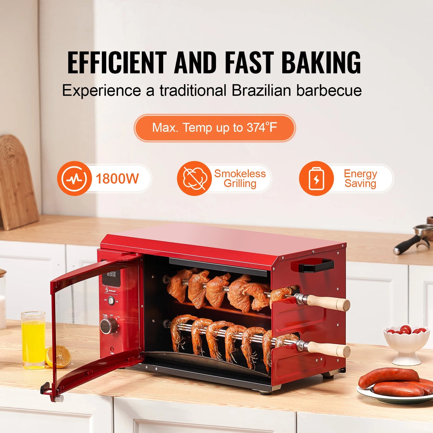 SucceBuy Shawarma Grill Machine 1800W Efficient Two Skewers Cooker For Restaurants Catering Parties