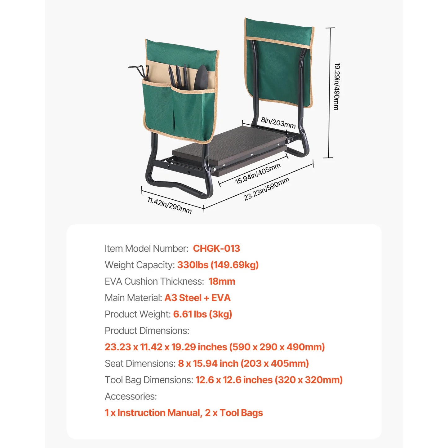 Garden Kneeler and Seat to Relieve Knee and Back Pain