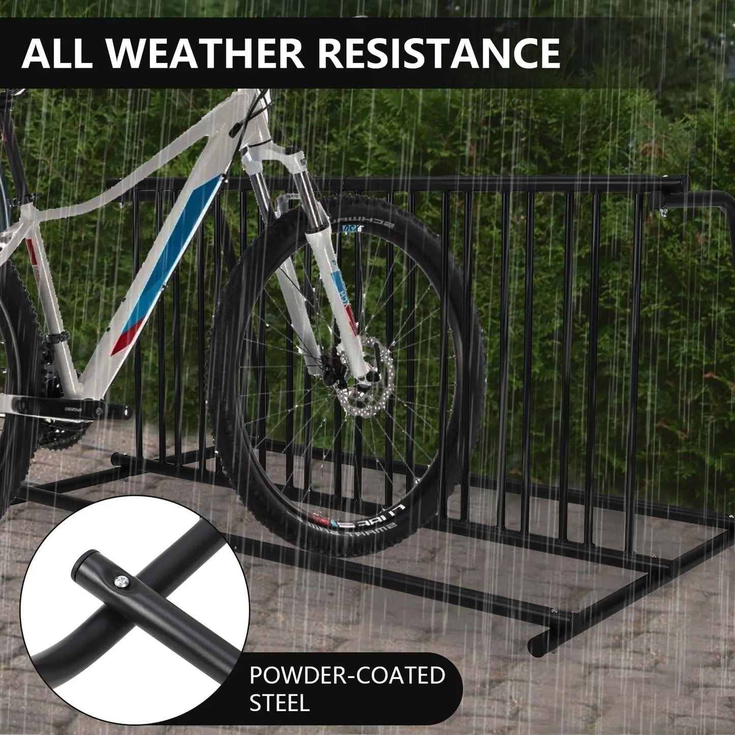 HiMISSC 10 Bikes Heavy Duty Double Sided Floor Bike Rack for Garage School Campus Parking