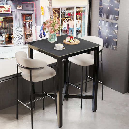 Upscale Marble Top Tall Bar Table Square Counter For Restaurants