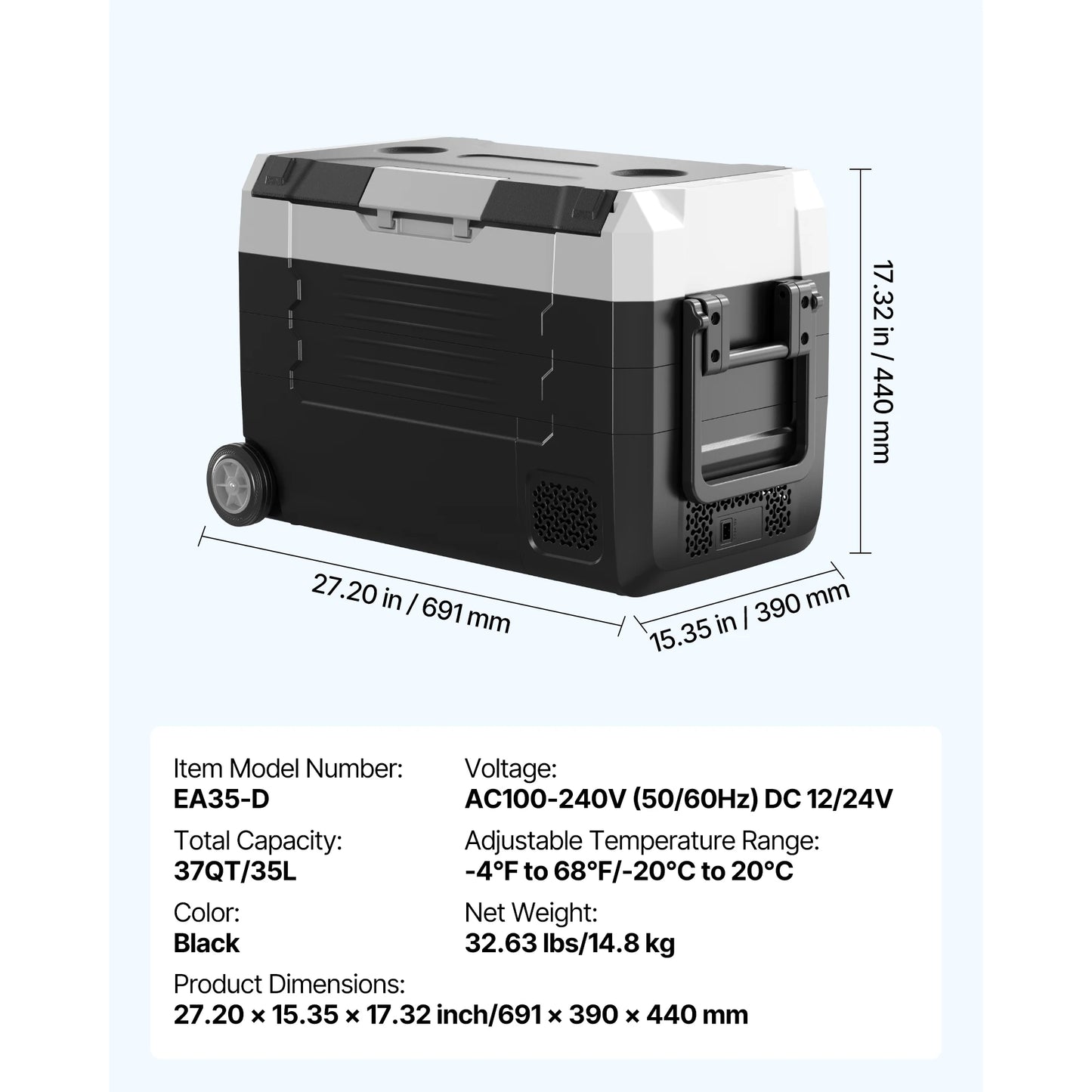 SucceBuy Car Refrigerator Dual Zone 37 48 58QT With Smart App Control Wheels For RV Boat Truck Cooler