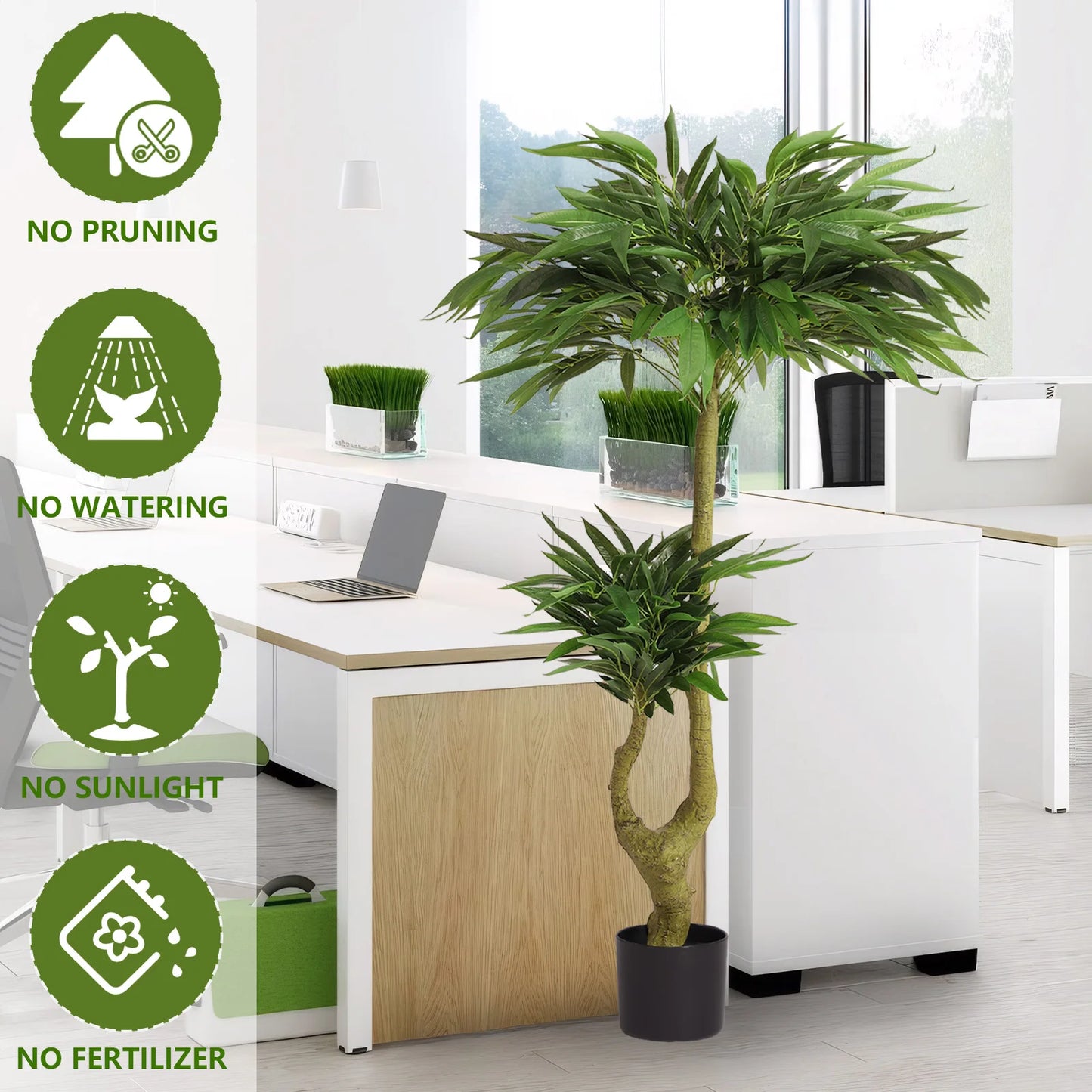 160cm Realistic Willow Buds Artificial Tree With Planter for Indoor Home Office Decor Tall Floor Plant