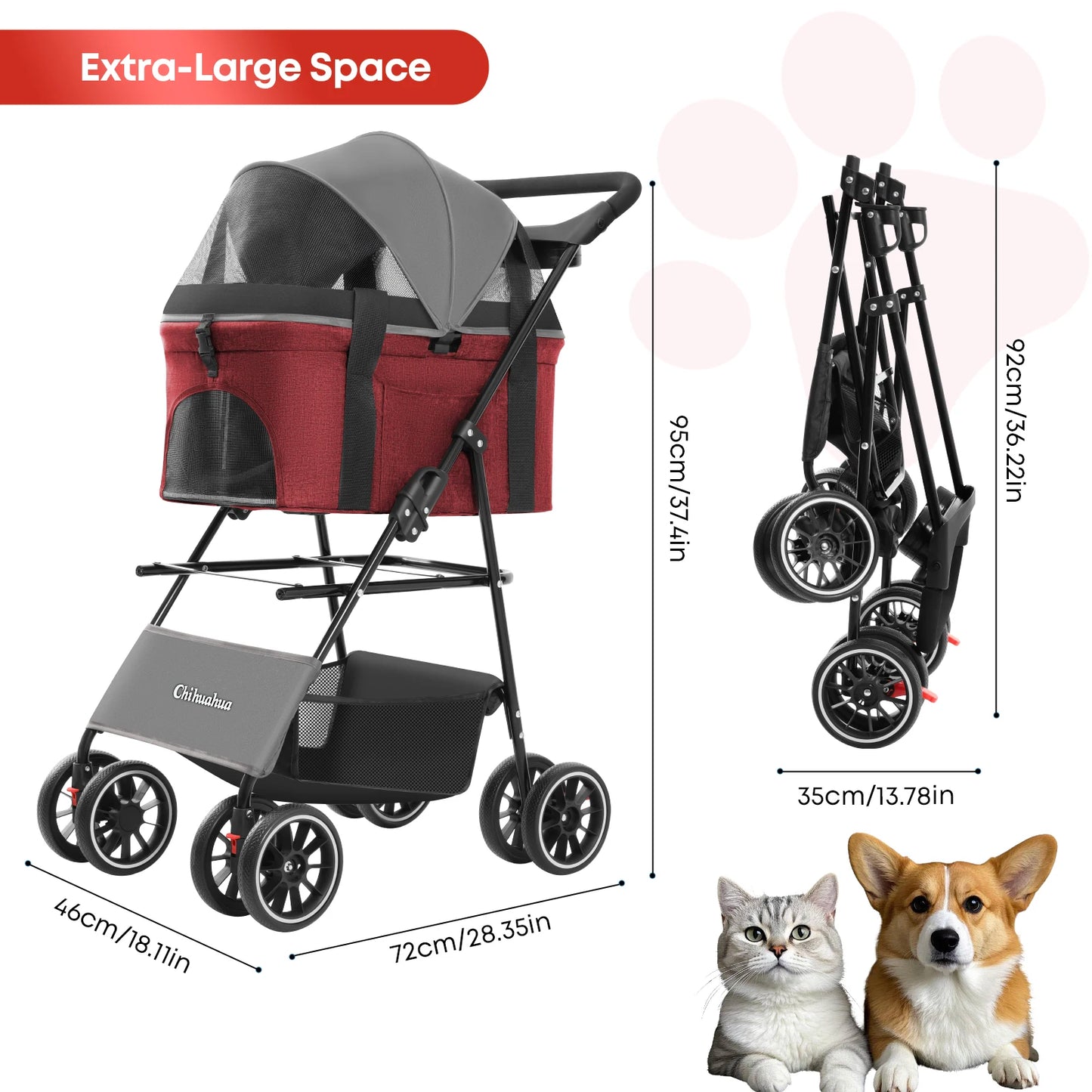 CHIHUAHUA Lightweight Foldable Pet Stroller For Small Dogs