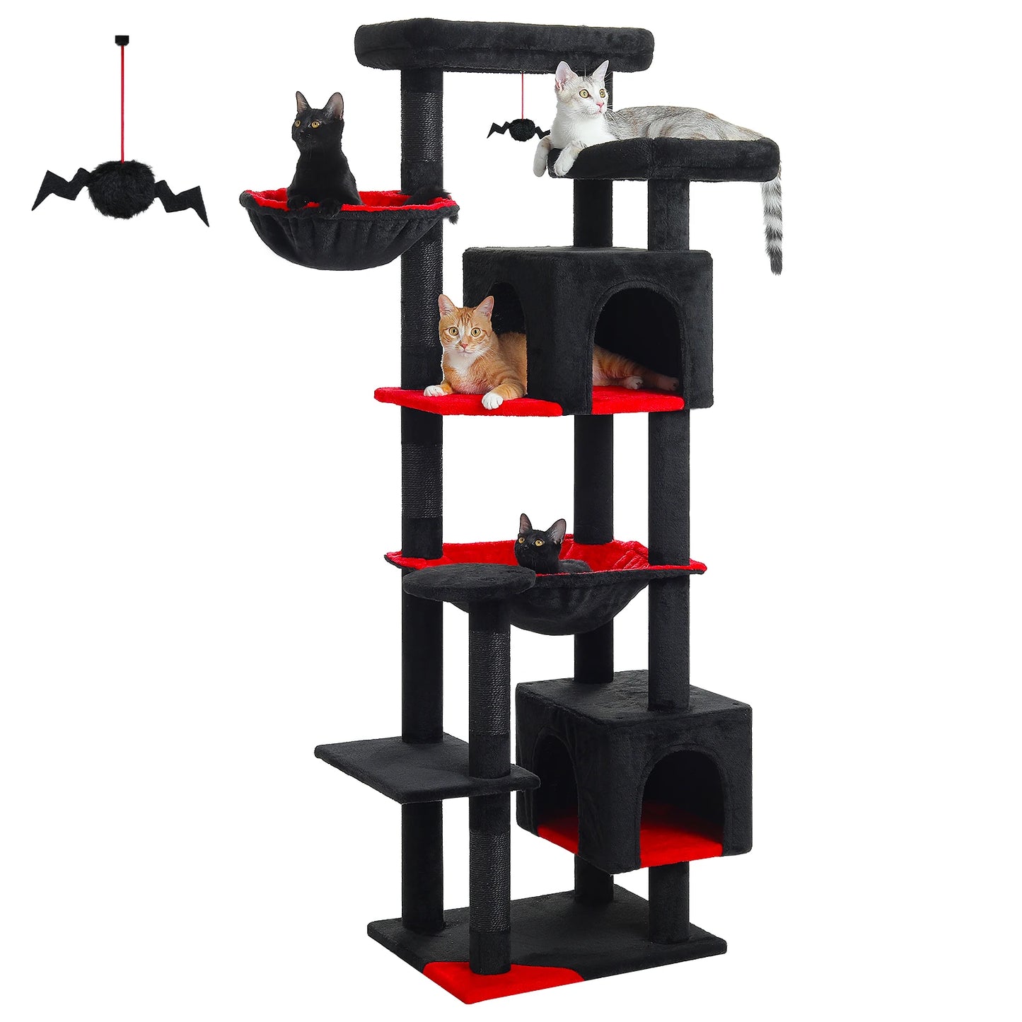 PAWZ Road Tall Cat Tree For Indoor Cats Five Tier With Super Large Hammock And Scratching Posts