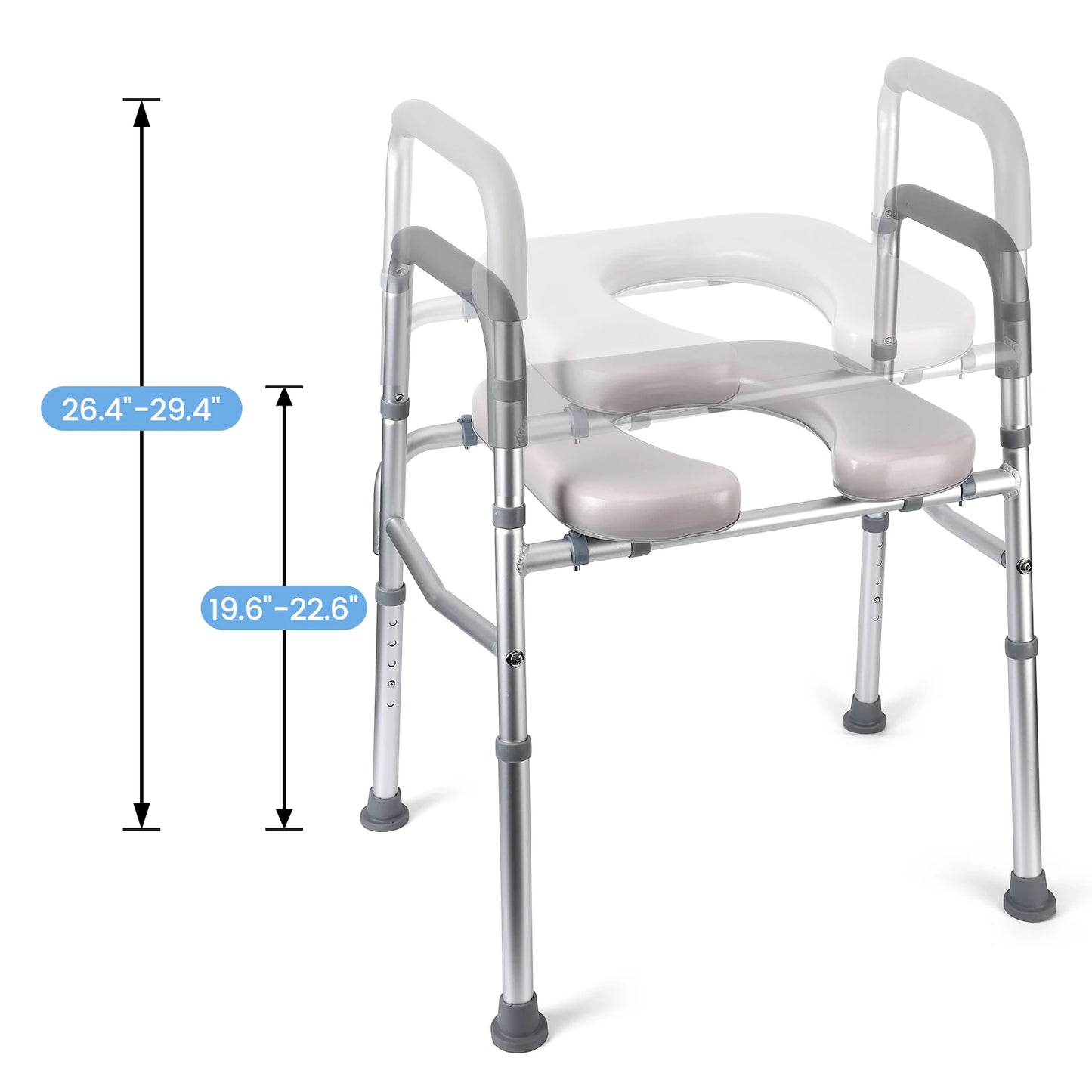Twister CK Raised Toilet Seat With Handles For Elderly And Disabled Adjustable Height Padded Seat 350LB Capacity