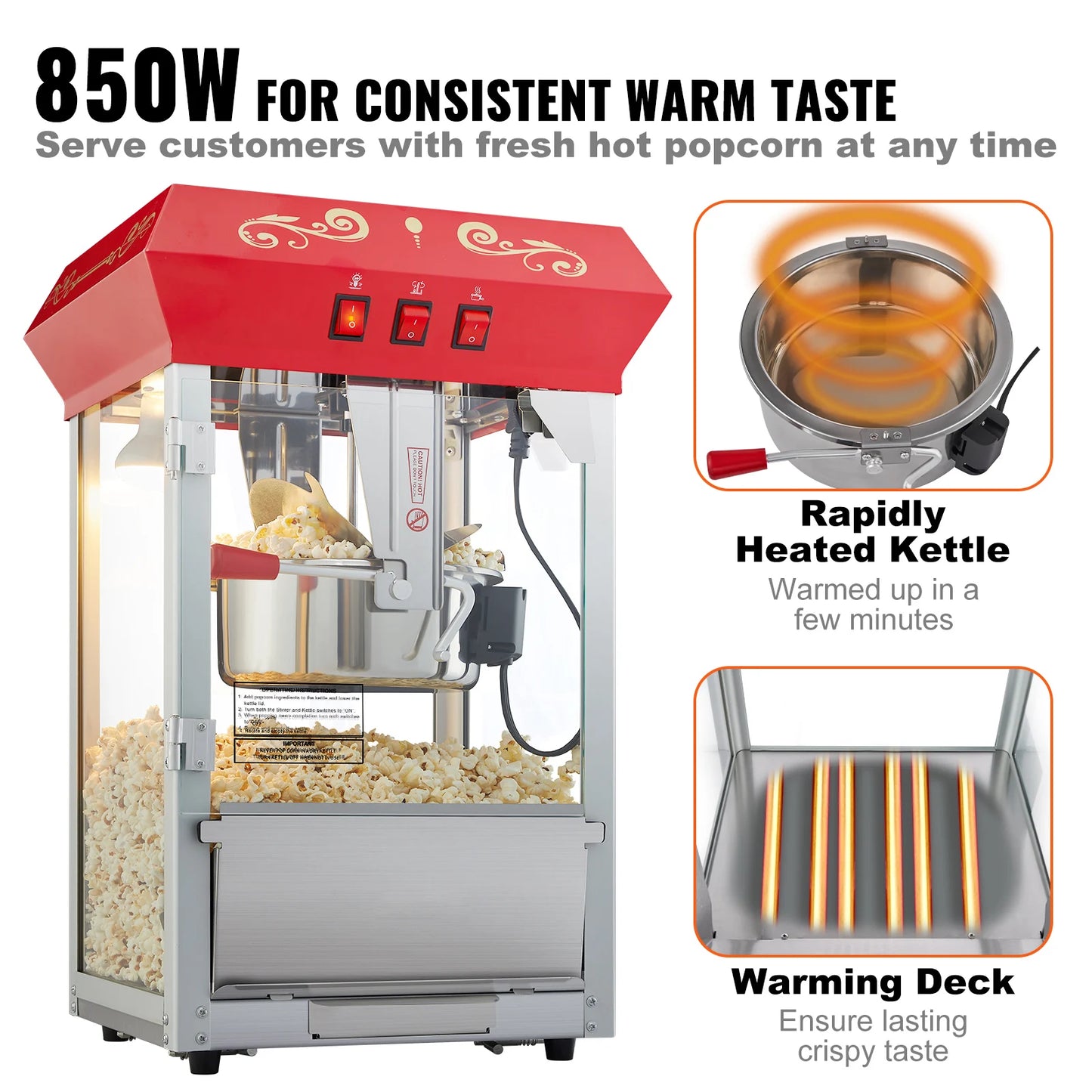 SucceBuy Electric Popcorn Maker Automatic For Home Use
