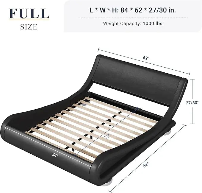 Bed Frame With Adjustable Headboard And Low Profile Upholstered Platform