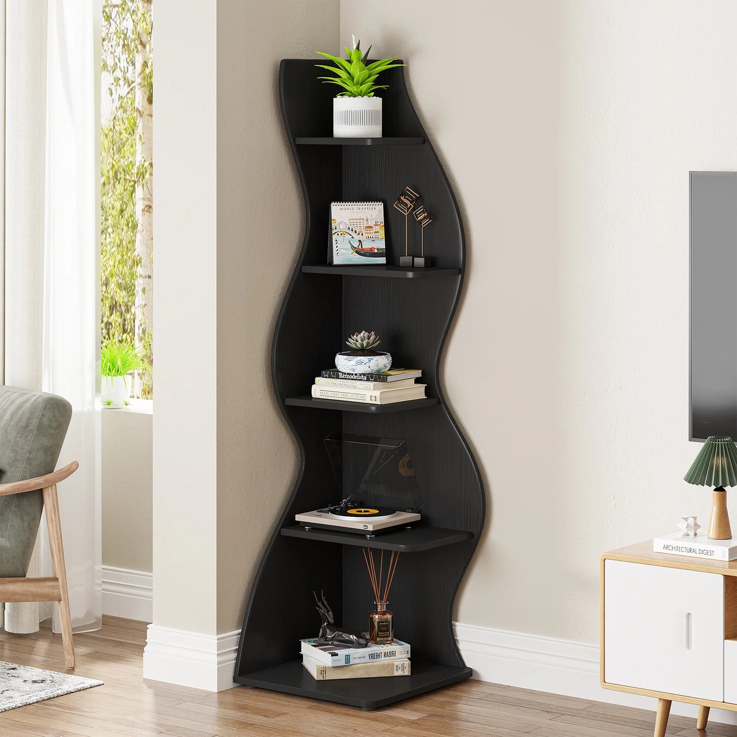 Little Tree Corner Shelf Modern Wall Bookshelf Plant Stand