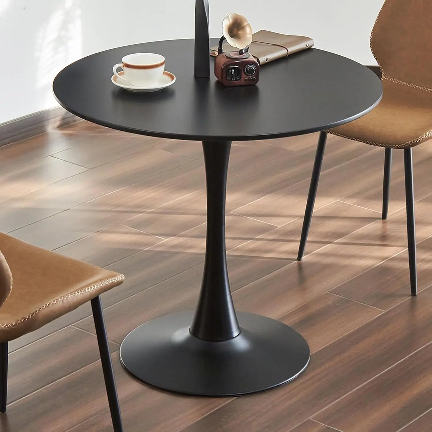 Round Tulip Dining Table With Metal Pedestal Mid Century Modern