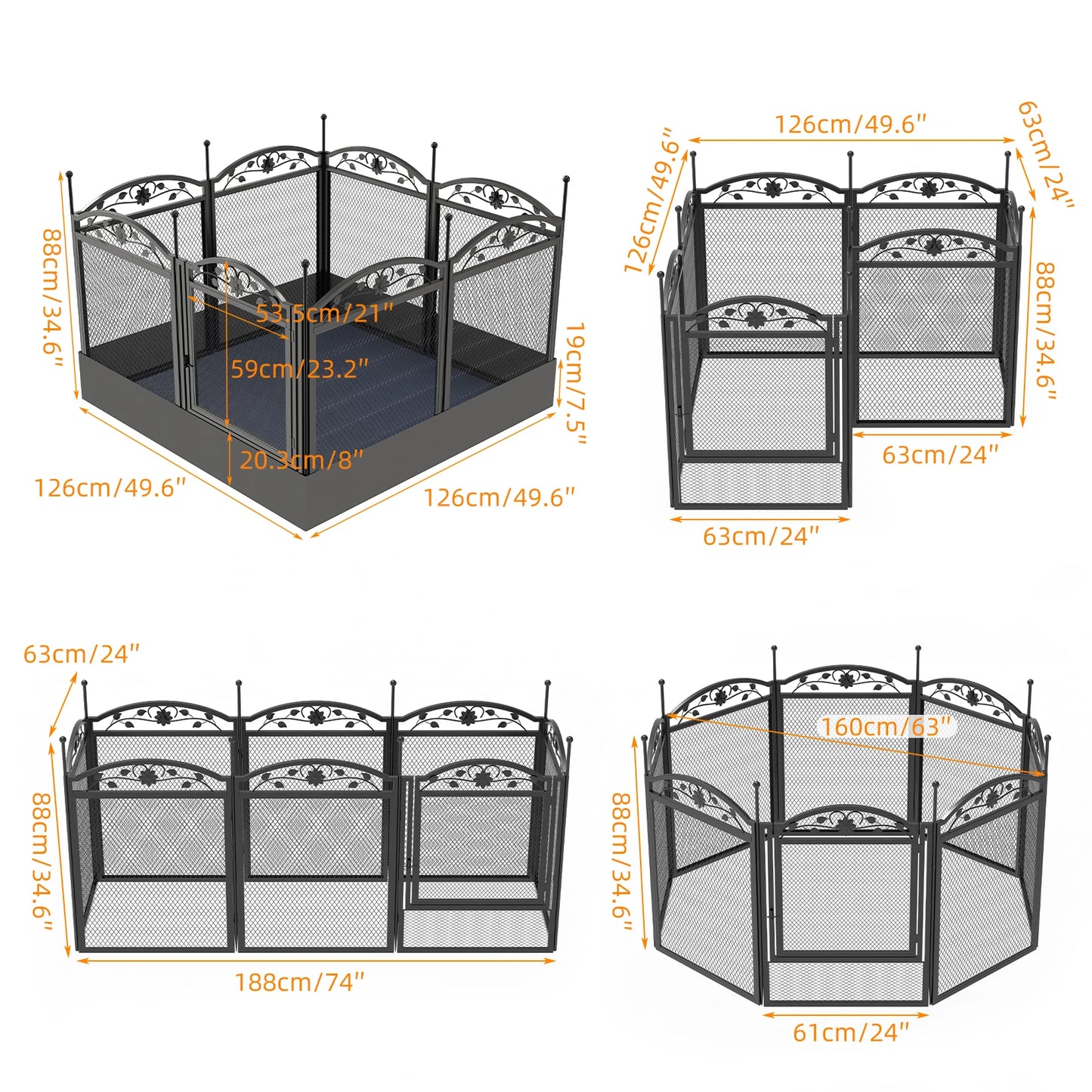 Bingopaw 8 Panels DIY Heavy Duty Dog Playpen Outdoor Indoor Metal Fence With Waterproof Whelping Pad For Training