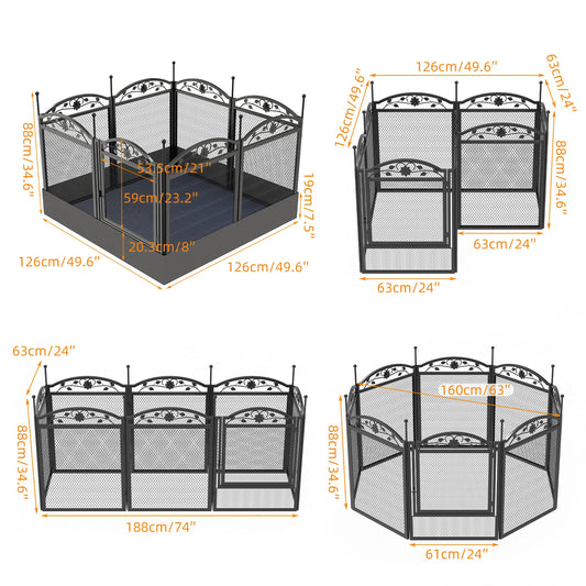 Bingopaw 8 Panels DIY Heavy Duty Dog Playpen Outdoor Indoor Metal Fence With Waterproof Whelping Pad For Training