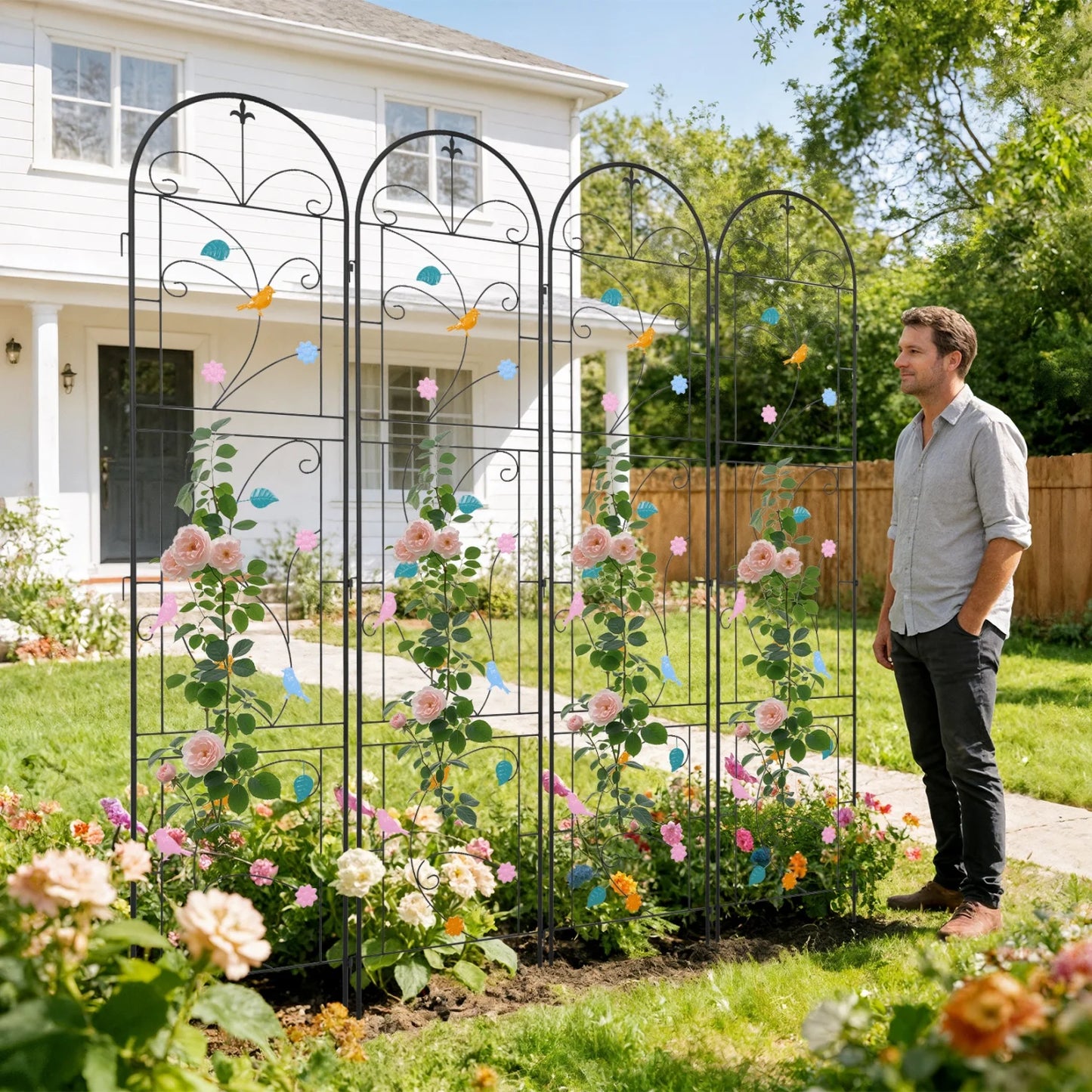 Garden Trellis For Climbing Plants Rustproof Metal Support Frame