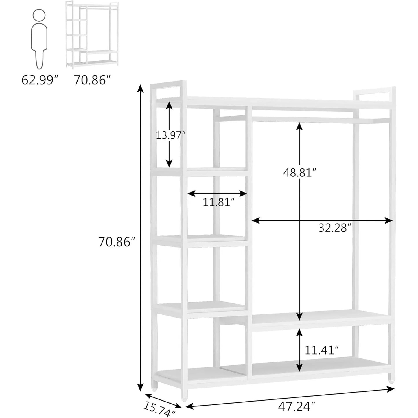 LITTLE TREE Free Standing Wood Clothes Rack For Bedroom