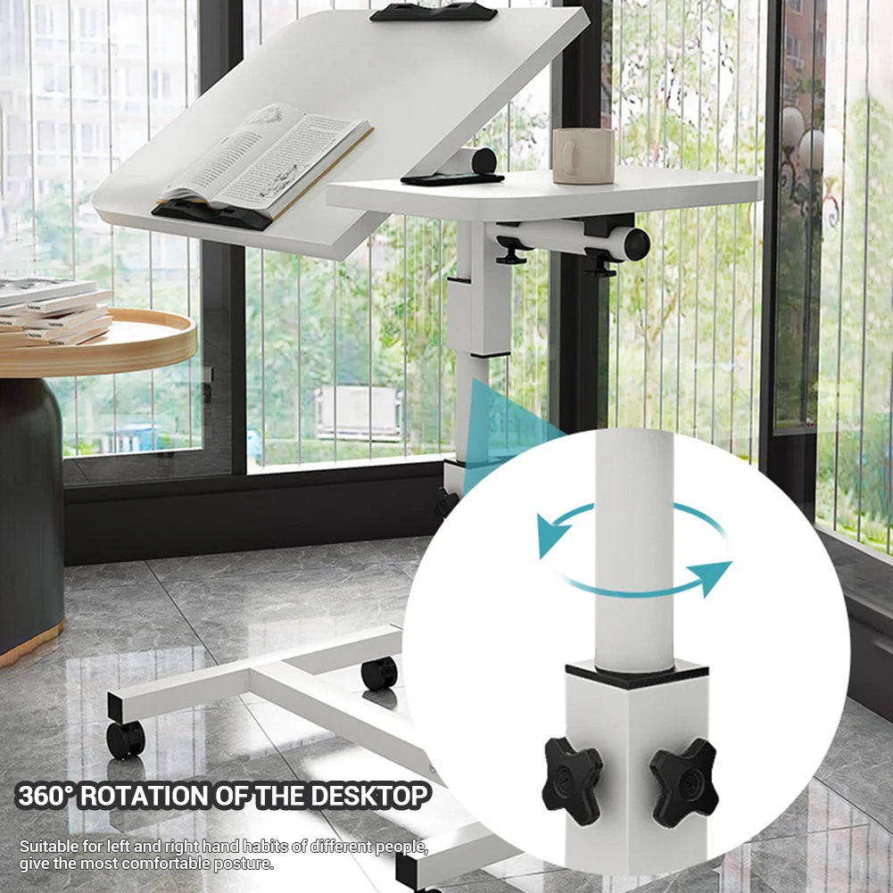 HiMISS Movable Overbed Table With Wheels Adjustable Height