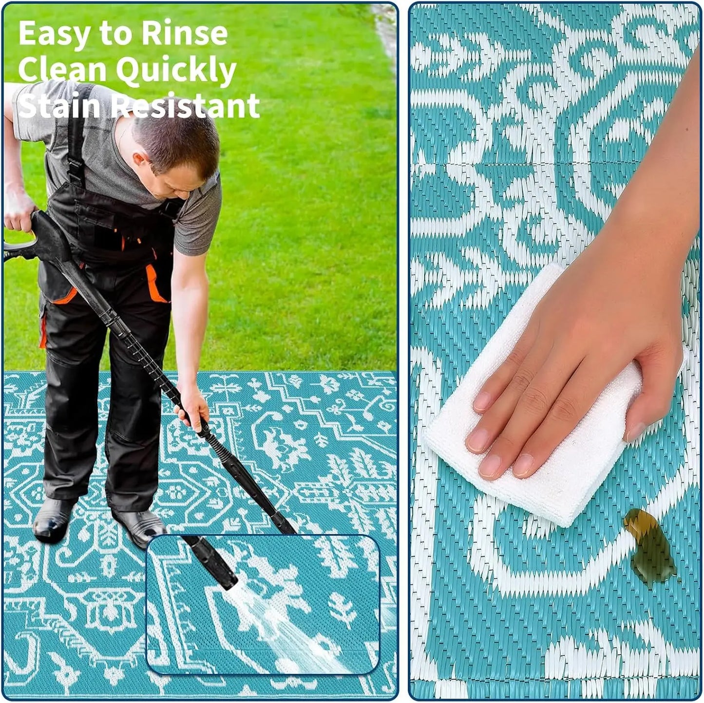 TWISTER.CK Waterproof Outdoor Area Rug Stain Resistant