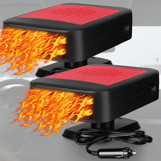 XMSJ 2 Pack 12V Portable Car Heater For Drivers With 360 Degree Rotation Windshield Defroster And Cooling Fan