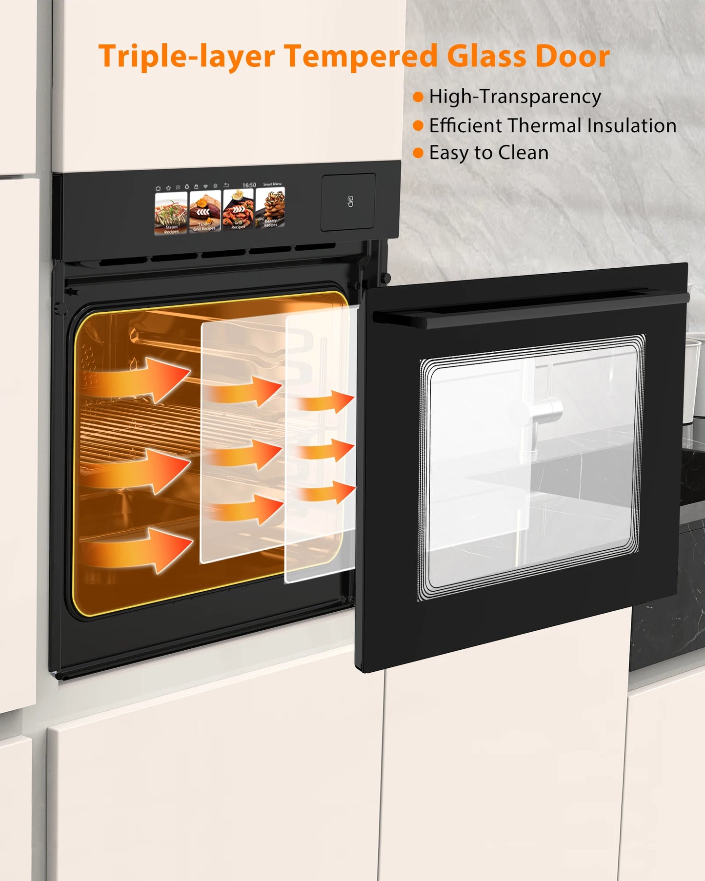 Acekool Single Wall Oven Convection Electric With 8 Modes Touch Screen