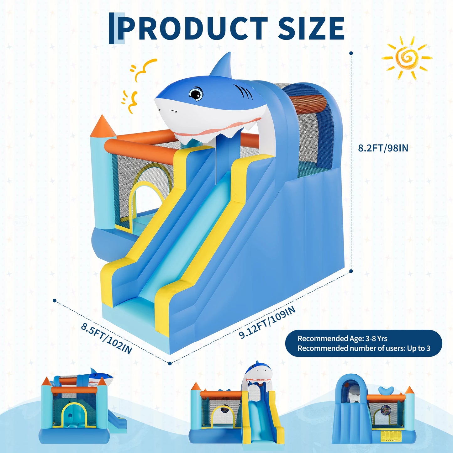 TWISTER.CK Inflatable Bounce House For Kids With Slide And Air Blower All In One Backyard Fun Center Ages 0 To 12