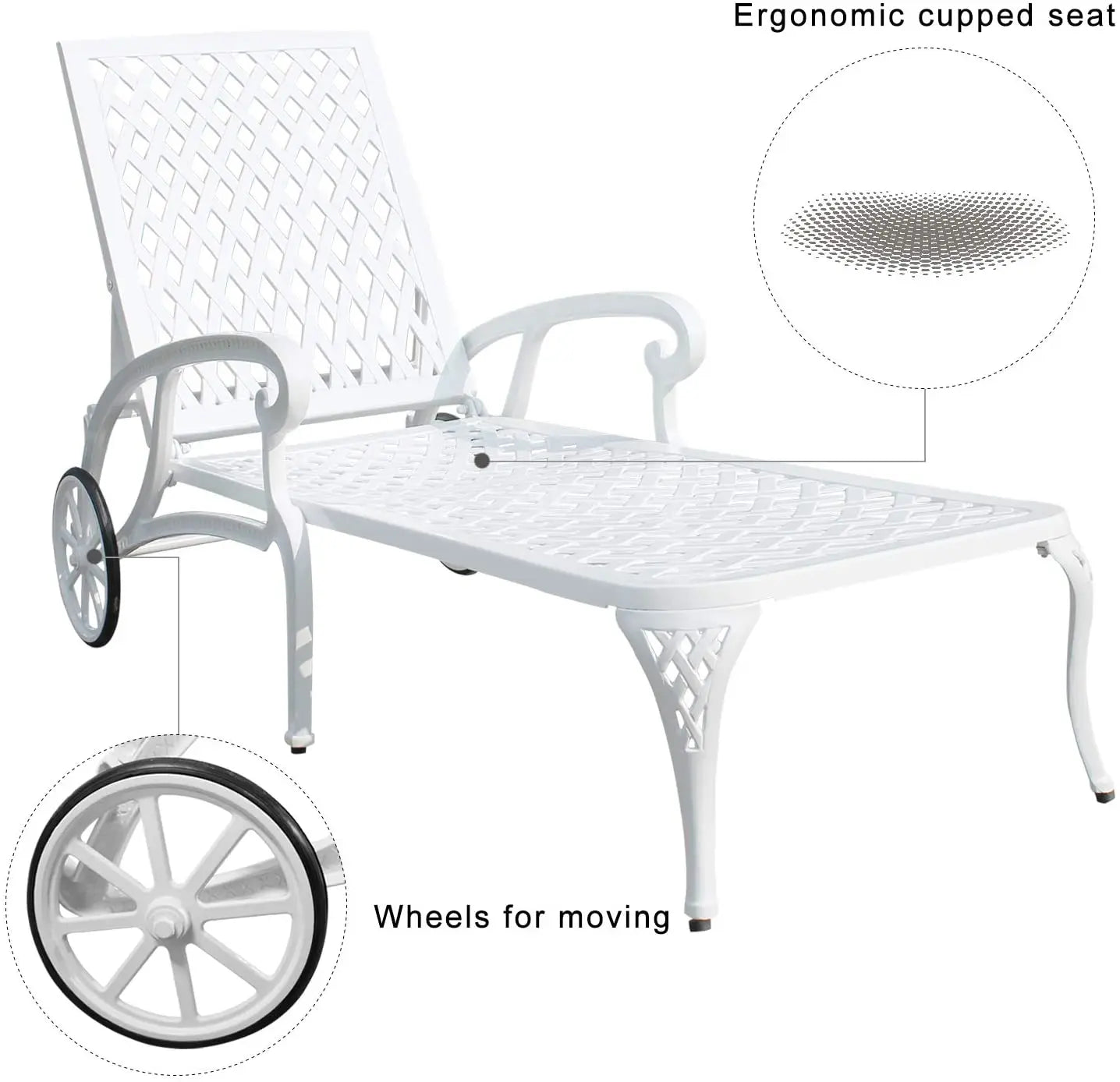 TWISTER.CK Cast Aluminum Lounge Chair Adjustable Reclining Backrest And Wheels