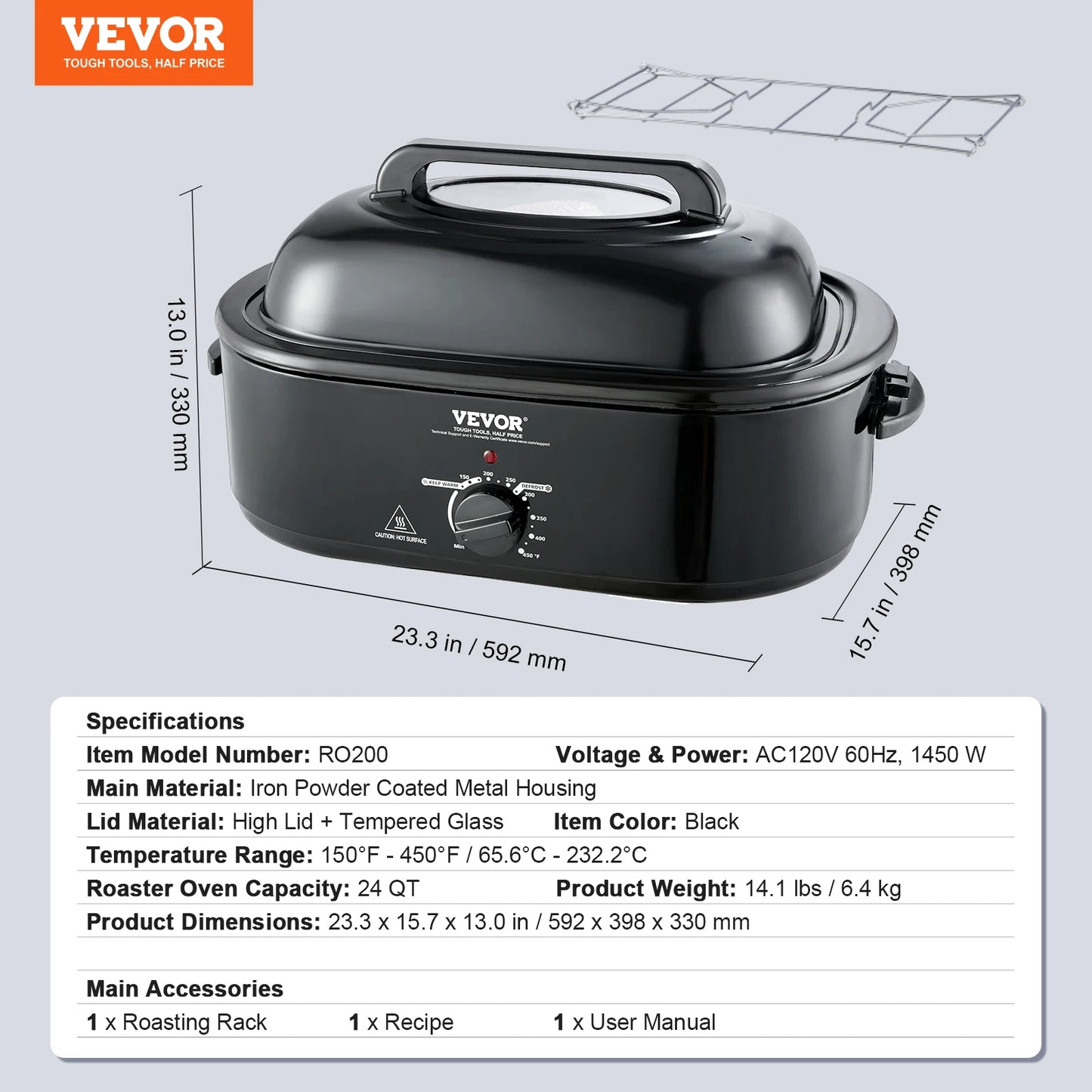 SucceBuy 24 Qt Electric Roaster Oven With Self Basting Lid 1450W Defrost And Warm For Busy Family Cooks
