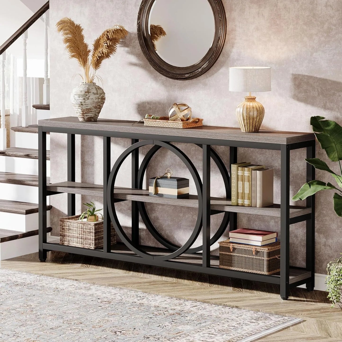 Little Tree Console Table With 3 Tier Wood Shelves