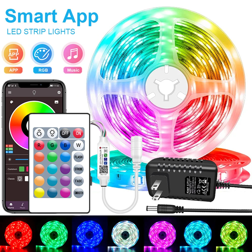 RGB LED Strip Lights 5050 With Bluetooth App Control 12V