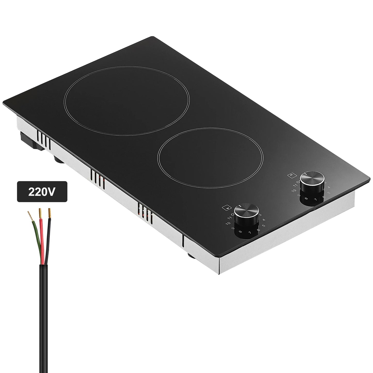 SucceBuy Built In Electric Cooktop Ceramic Glass Top With Knob Control 11 Power Levels For Home Cooks