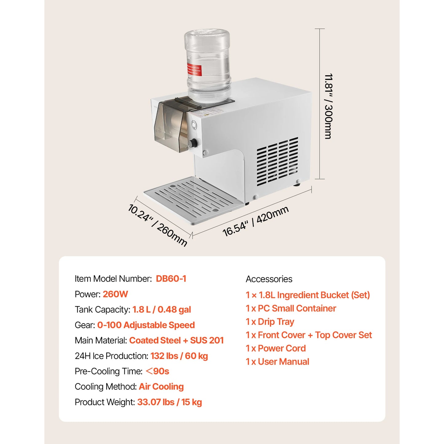 SucceBuy Snowflake Ice Machine With Stainless Steel Blade Tank