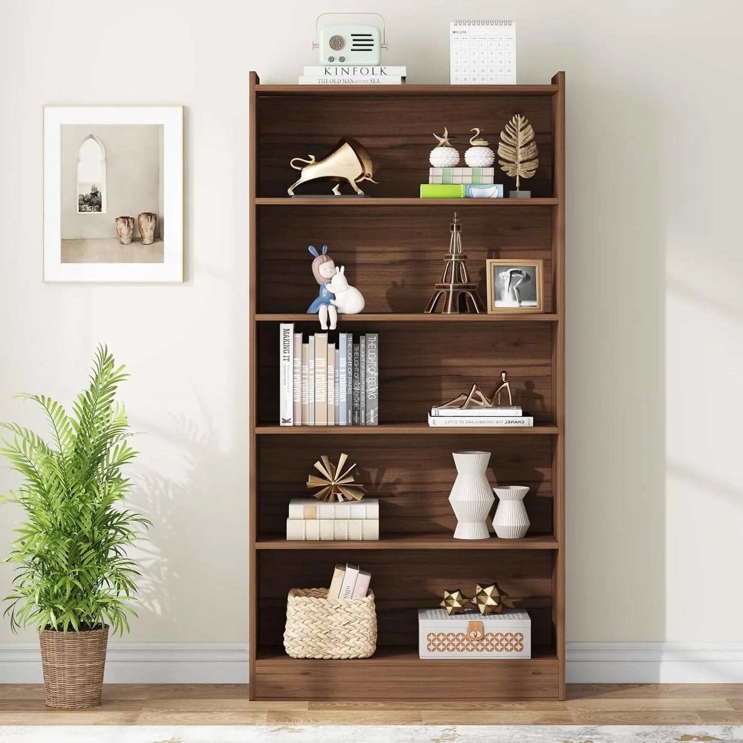 Little Tree 6-Tier Bookcase Floor Standing Library Shelf