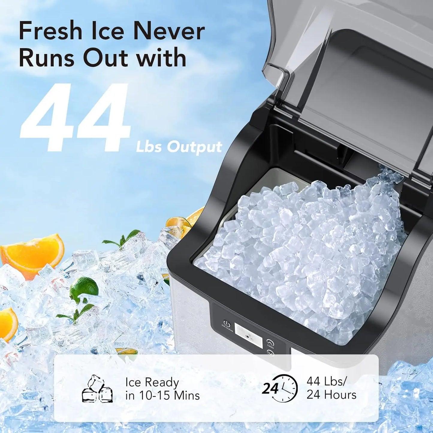 Acekool Countertop Ice Maker Portable Fast Ice In 6 To 8 Minutes Self Cleaning For Home Office Bar