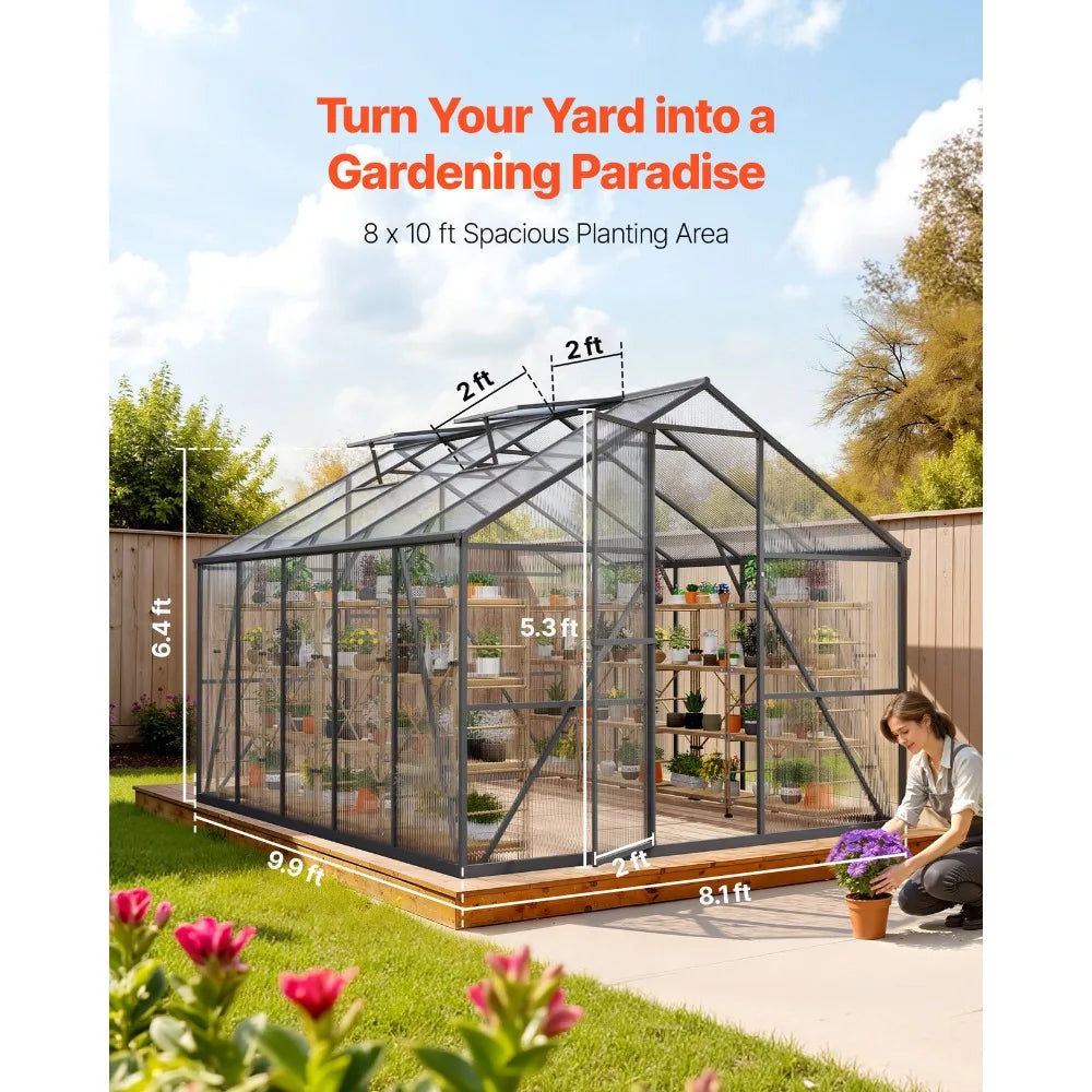 Polycarbonate Outdoor Greenhouse With Durable Aluminum Frame