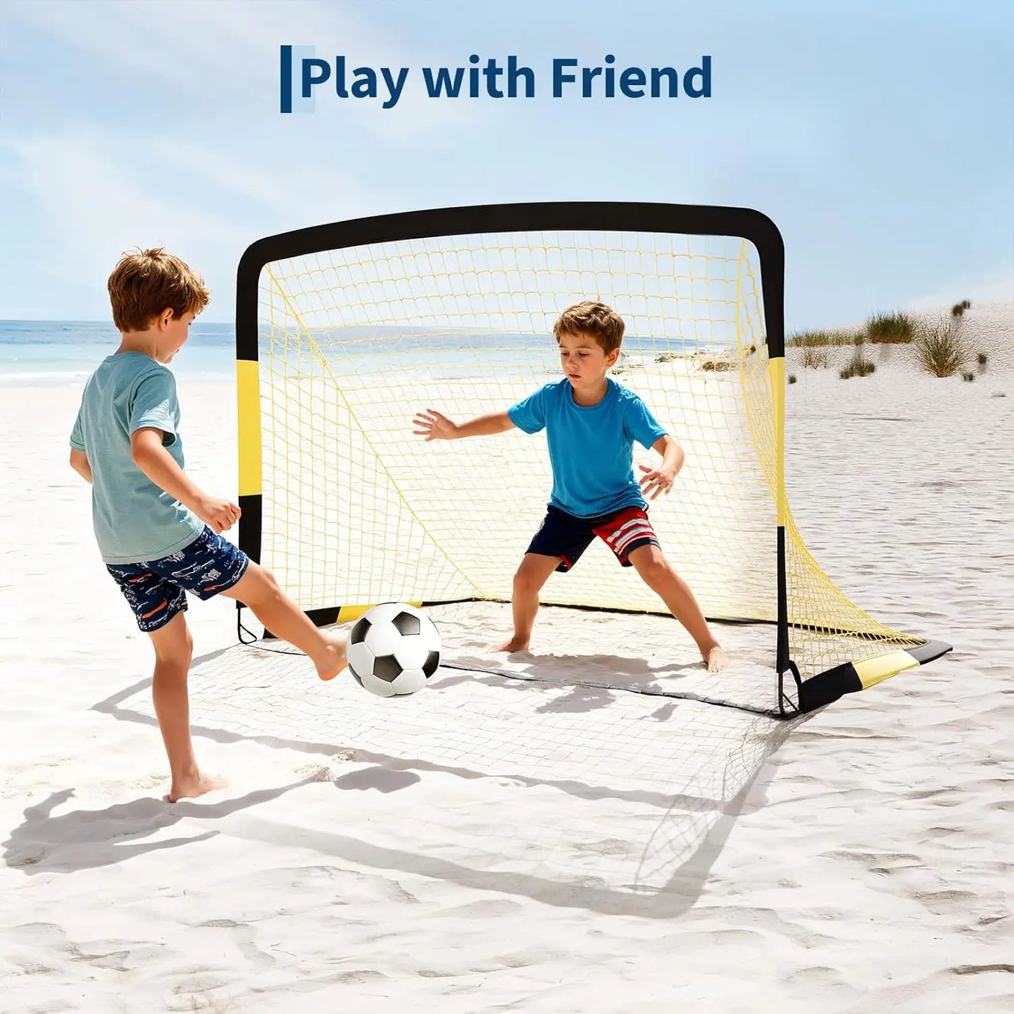 Heavy Duty Portable Soccer Goal With Metal Frame Collapsible Net