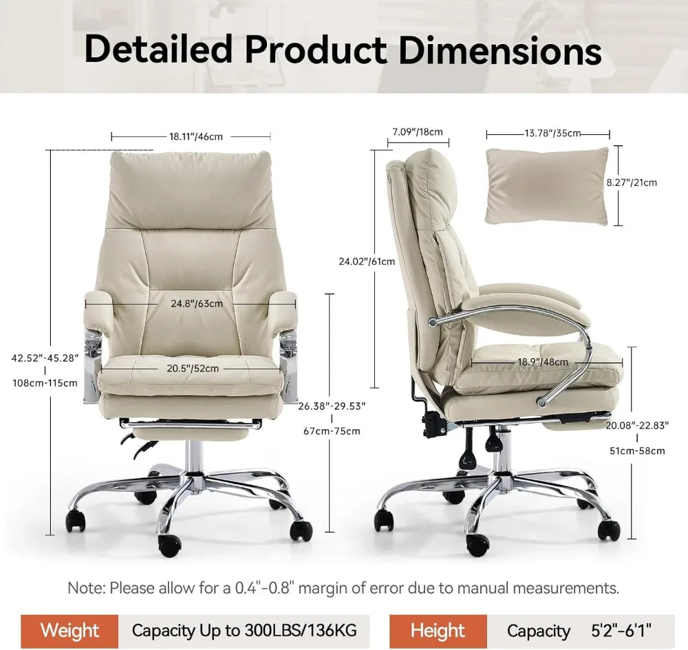 Executive Ergonomic Office Chair With Foot Rest And PU Leather